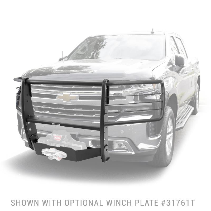 Chevrolet Silverado 1500 Grille Guard - Front - Go Rhino - 3100 Series StepGuard with Brush Guards - Textured Black - `19-`20